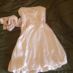 Ivory cream silky strapless maxazaria dress